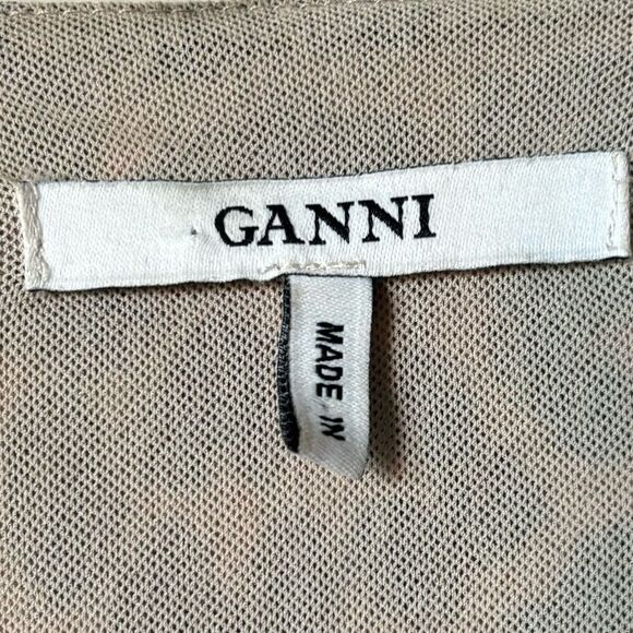 Ganni Mini Black Brown Dress Leopard Print Blouse Long Sleeve Wrap Size S - Picture 12 of 15